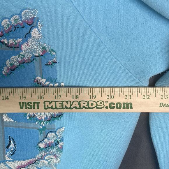 VTG Kitty Cat Lady Sweatshirt Sz XL Blue Grannycore Puffy Paint Collared 90s - Picture 6 of 7